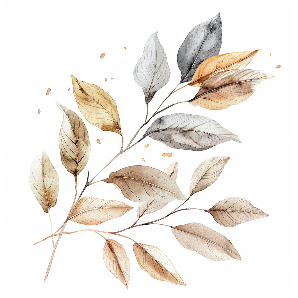 Zweig in sandgrauem Aquarell — ganzes Design