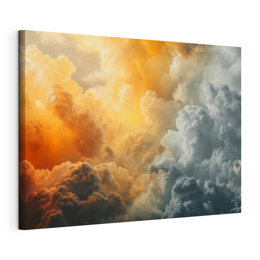 Sonnenlicht bricht durch Wolken, gespannte Leinwand mit umlaufender Kante