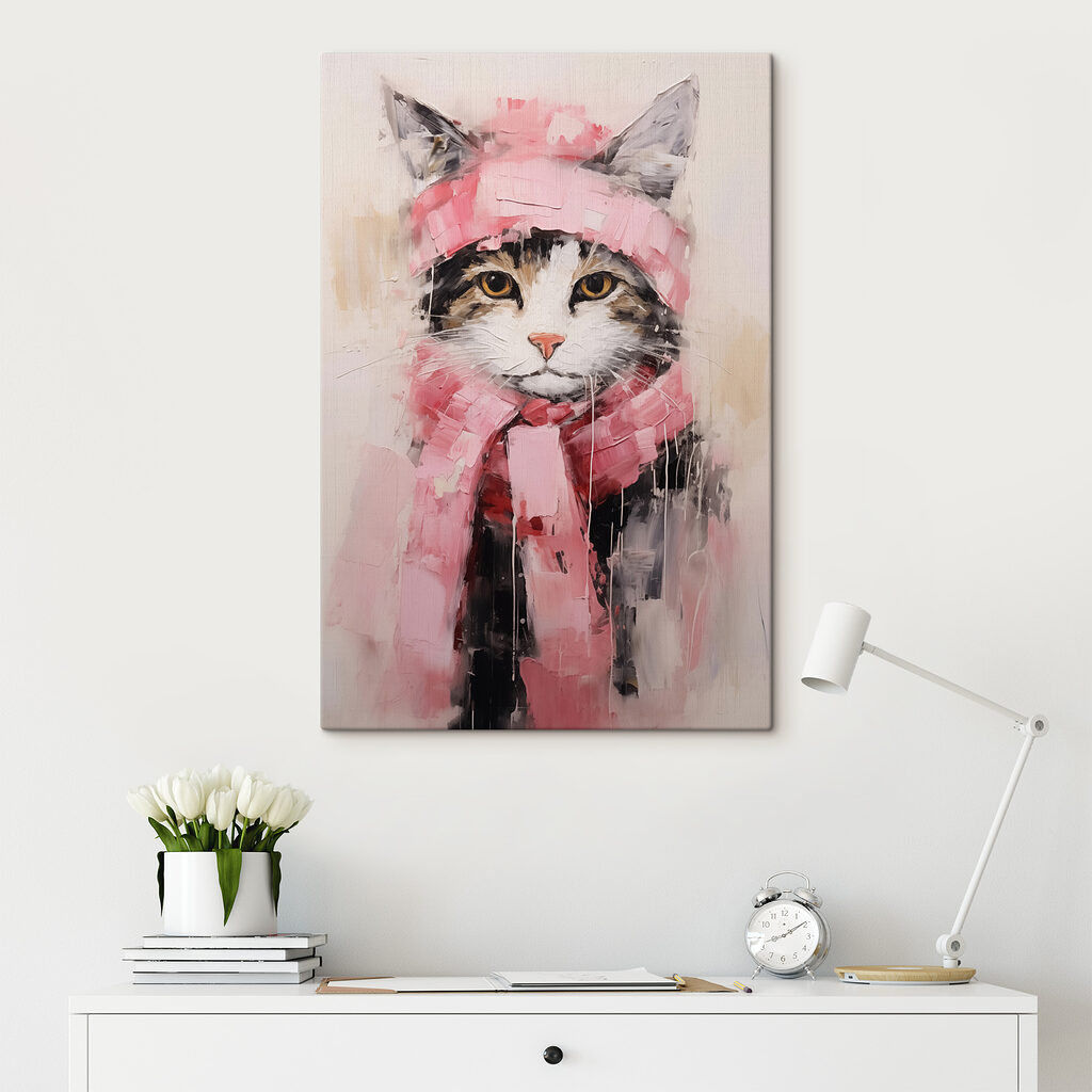 Kätzchen in rosa Wintersachen — Interieur 2