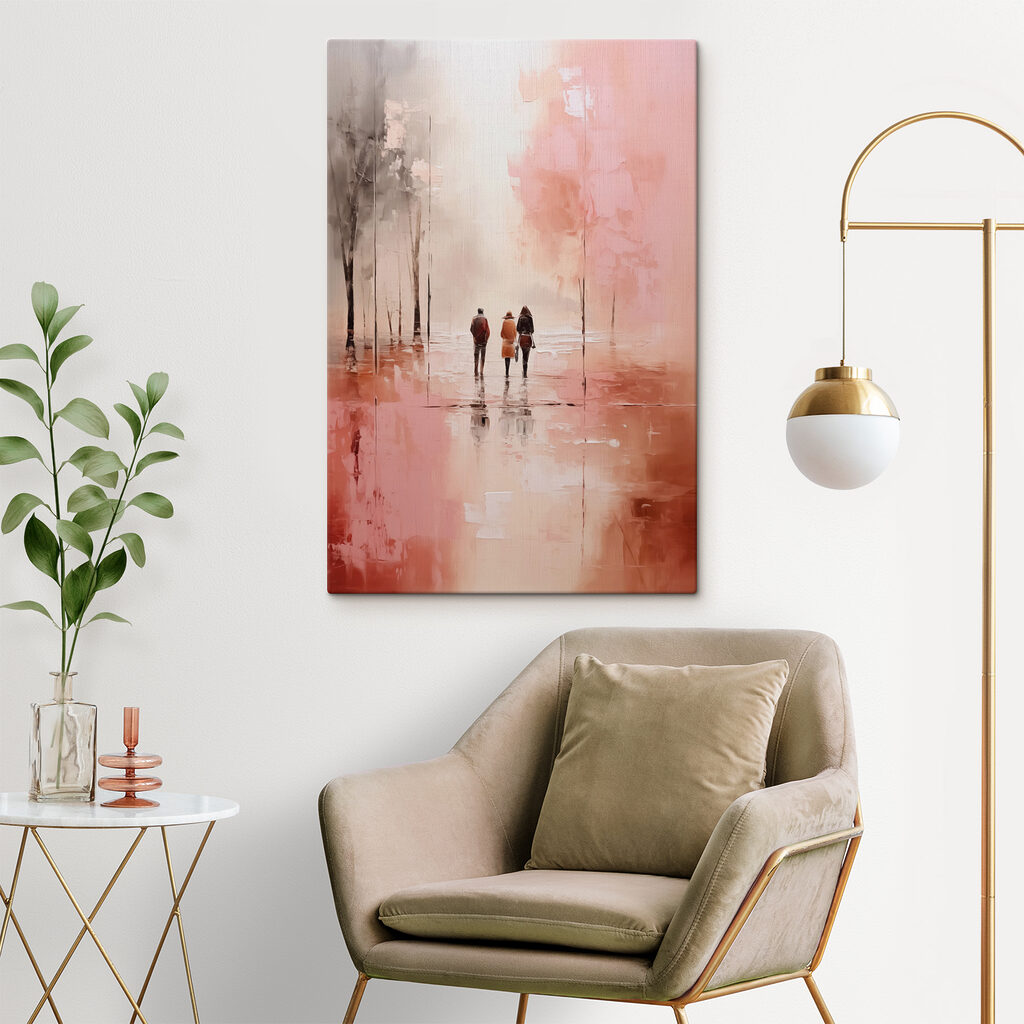 Gemeinsam durch rosa Straßen in einem Interieur