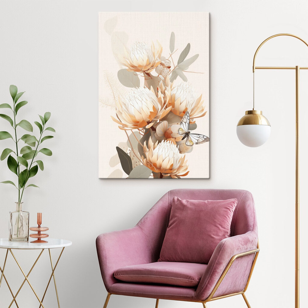 Blasse Proteas im Blattwerk — Interieur 3