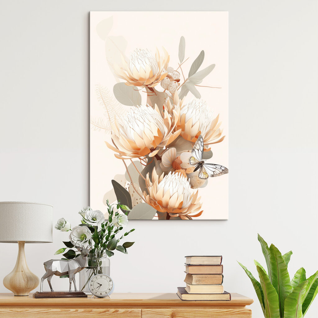 Blasse Proteas im Blattwerk — Interieur 2