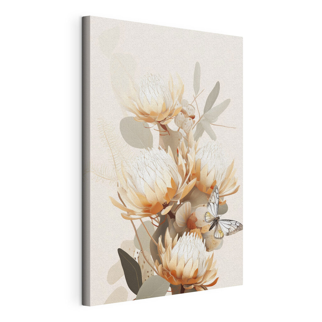 Blasse Proteas im Blattwerk — Produktansicht