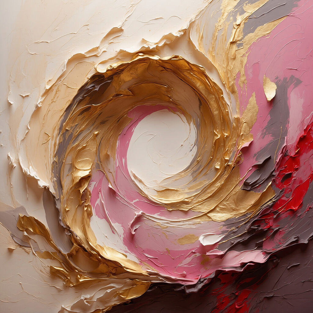 Rosa Wirbel mit Goldrand — ganzes Design