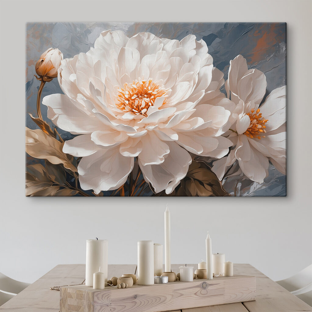 Weiße Pfingstrose auf Schiefergrau — Interieur 3