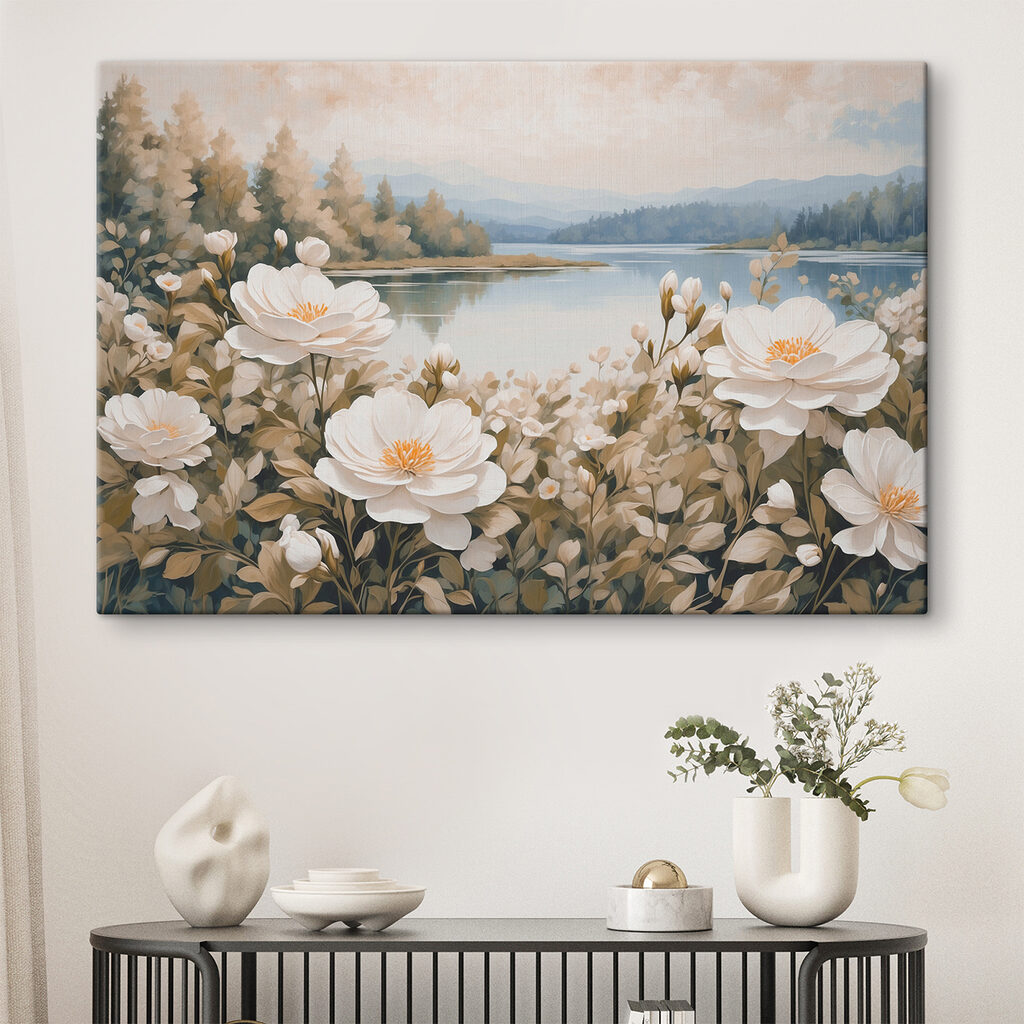 Cremeweiße Blüten am Wasser — Interieur 2