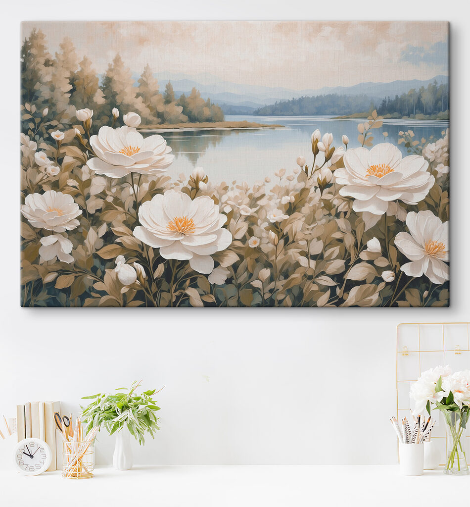 Cremeweiße Blüten am Wasser — Interieur 1