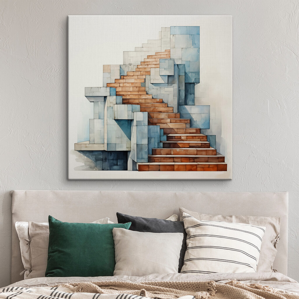 Treppe zwischen graublauen Formen — Interieur 2