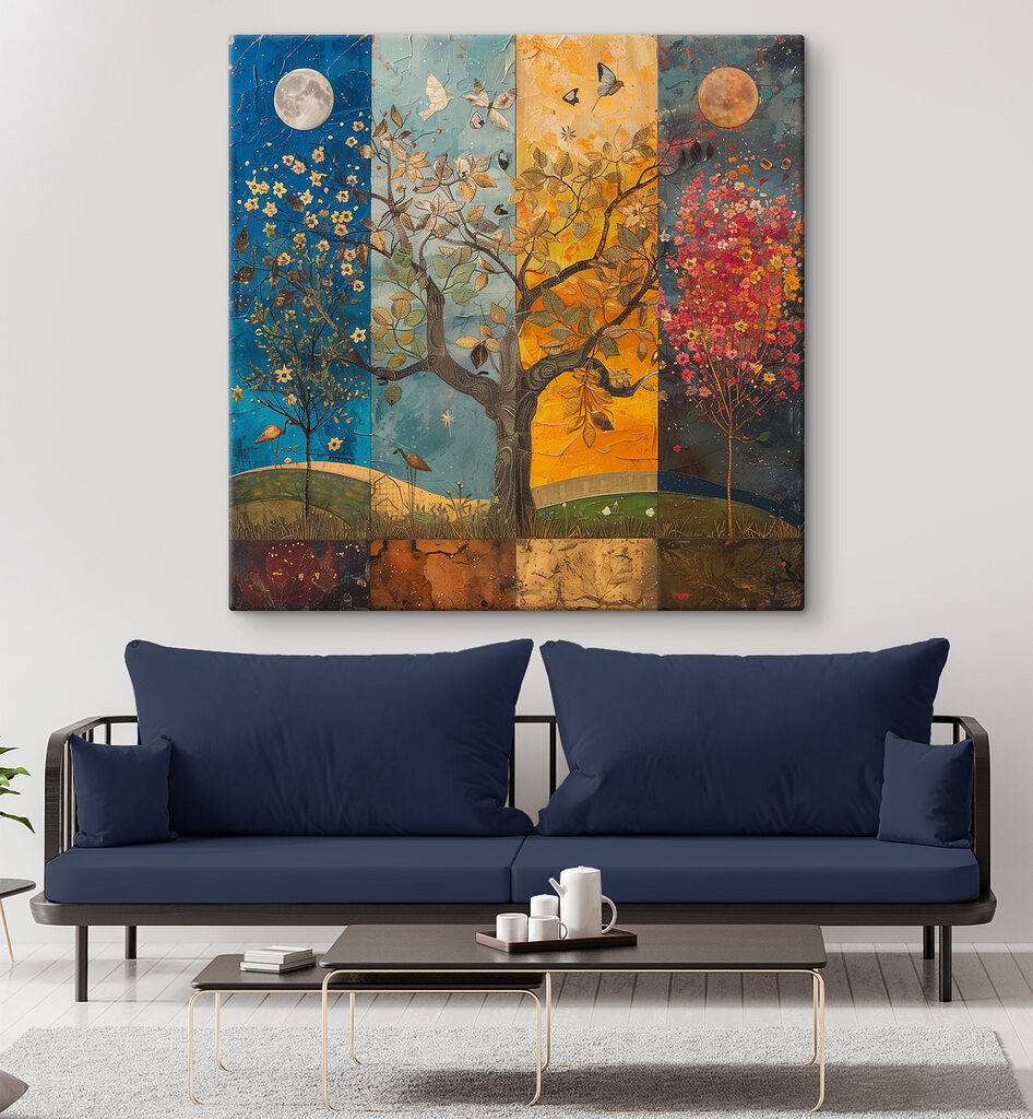 Baum der vier Jahreszeiten in einem Interieur