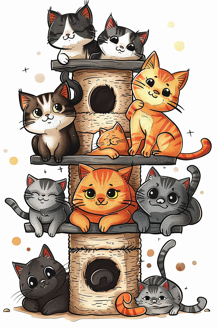 Katzen beieinander — ganzes Design