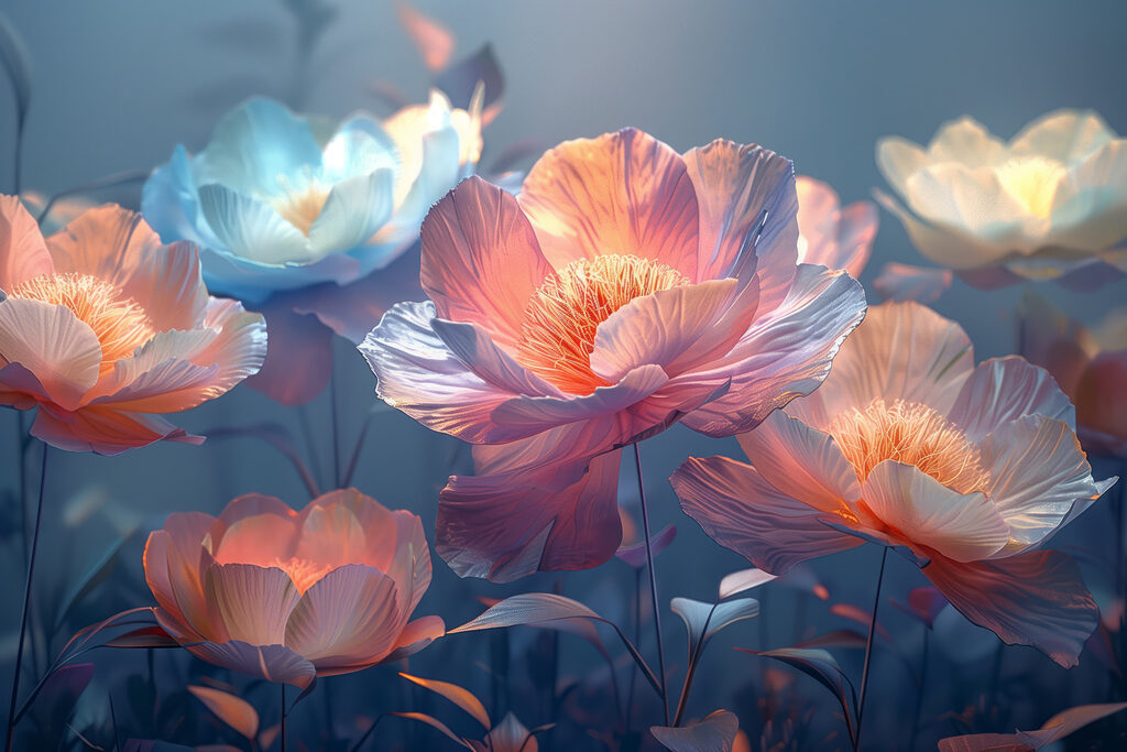 Blumen im Abendschimmer — ganzes Design