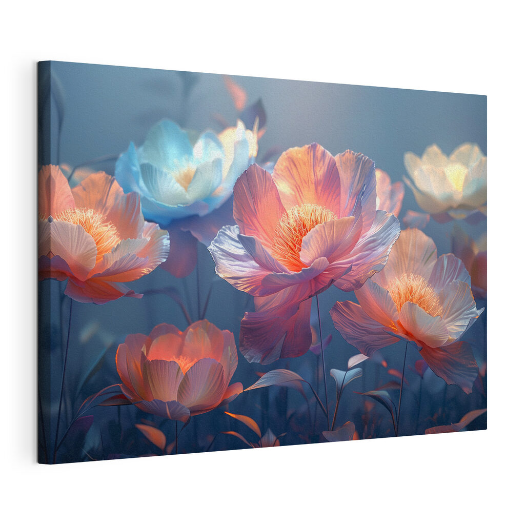 Blumen im Abendschimmer, gespannte Leinwand mit umlaufender Kante
