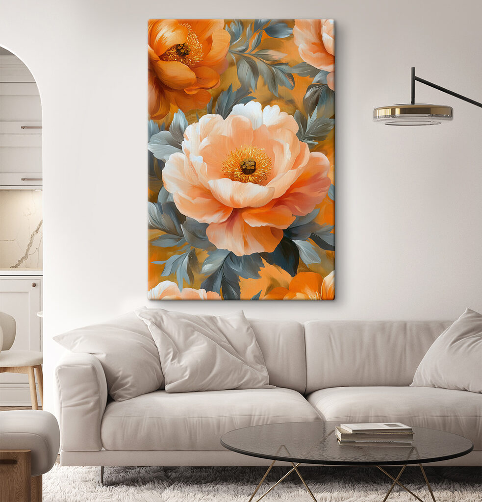 Pfirsichfarbene Blüte zwischen Blättern — Interieur 2