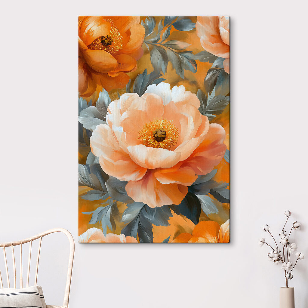 Pfirsichfarbene Blüte zwischen Blättern — Interieur 3