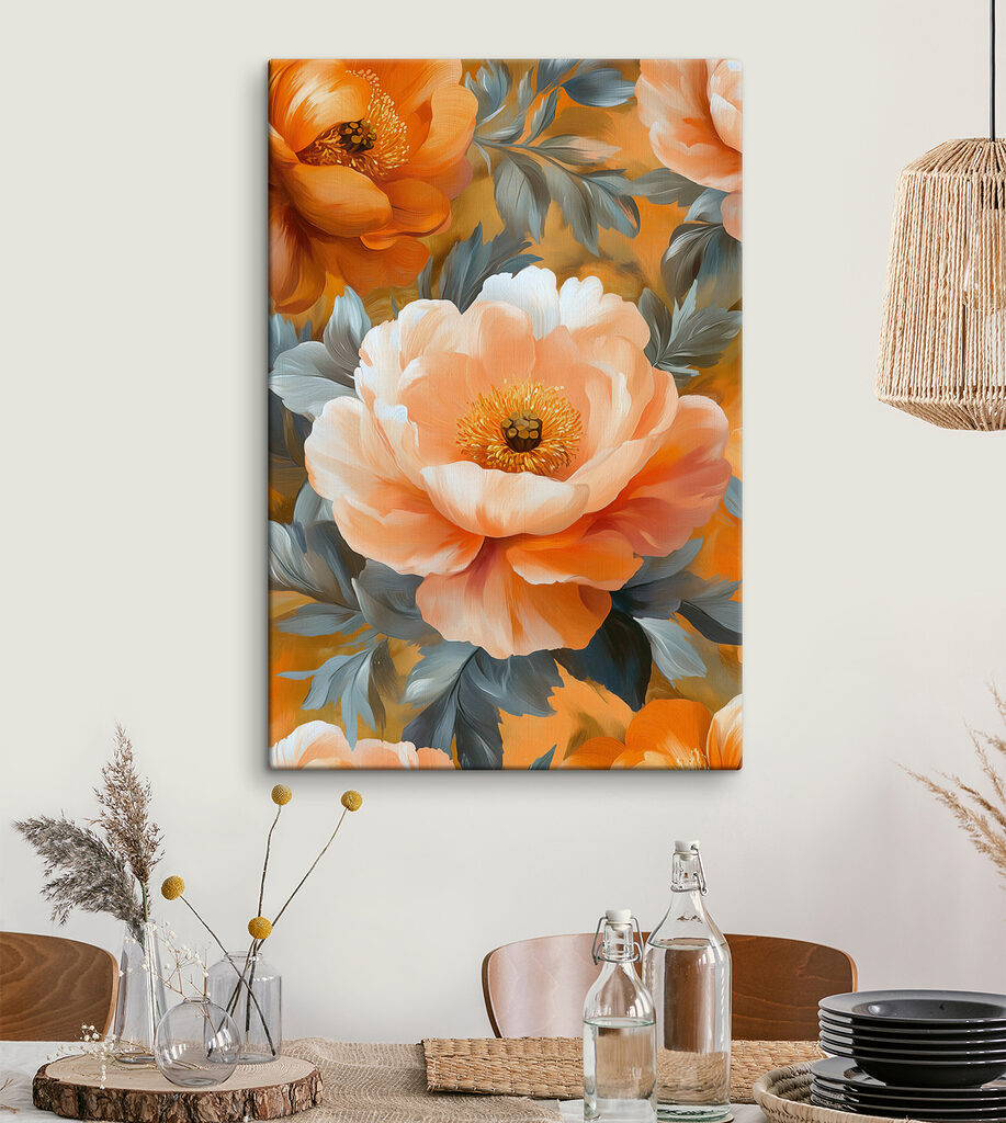 Pfirsichfarbene Blüte zwischen Blättern — Interieur 1