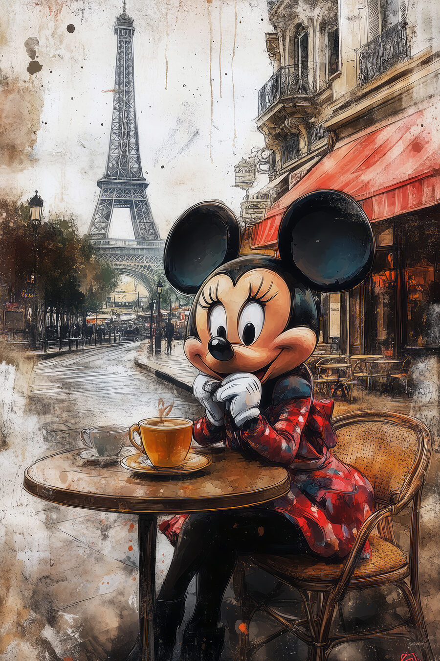 Mickey im Pariser Café — ganzes Design