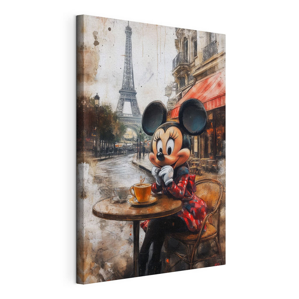 Mickey im Pariser Café, gespannte Leinwand mit umlaufender Kante