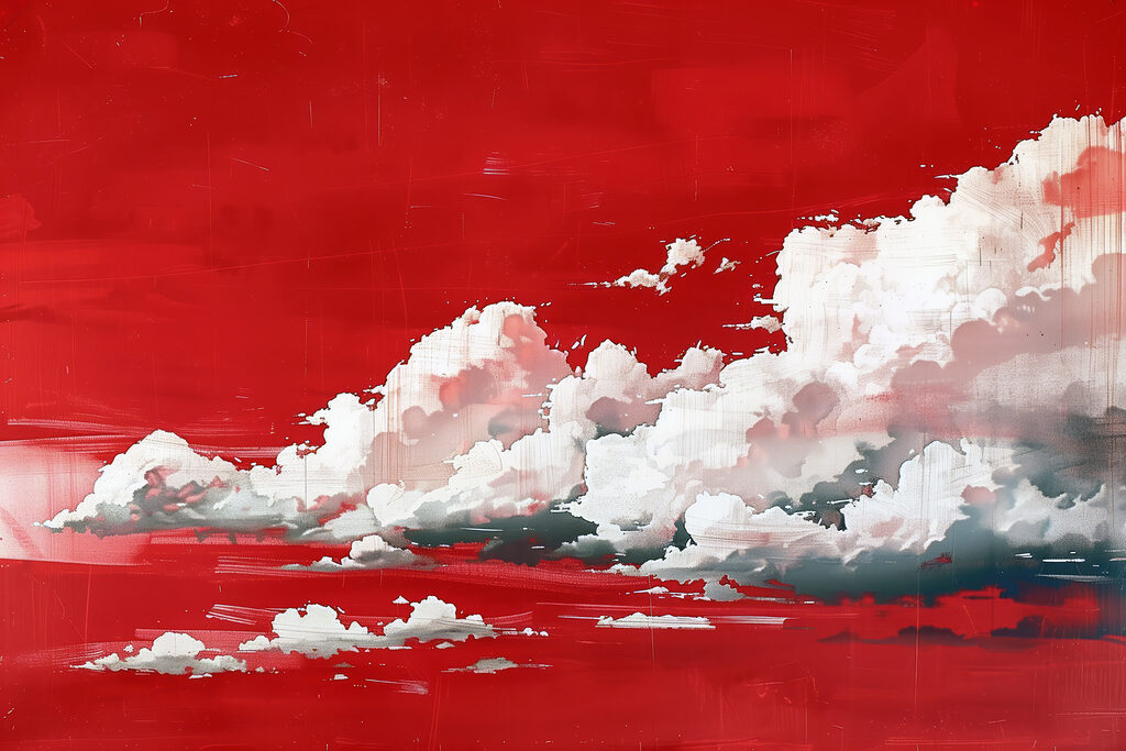 Wolken ziehen durch Rot — ganzes Design