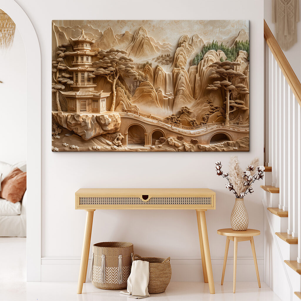 Pagode zwischen sandfarbenen Bergen — Interieur 1