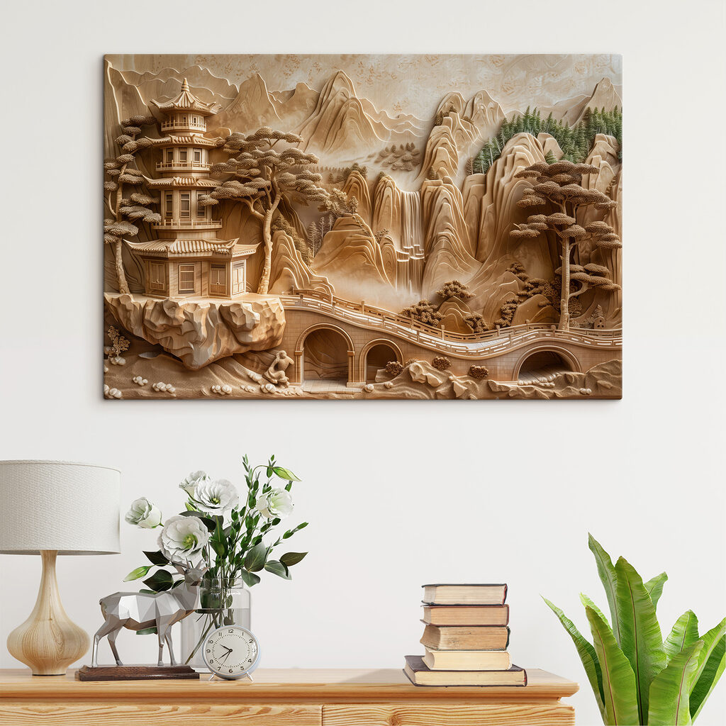 Pagode zwischen sandfarbenen Bergen — Interieur 2