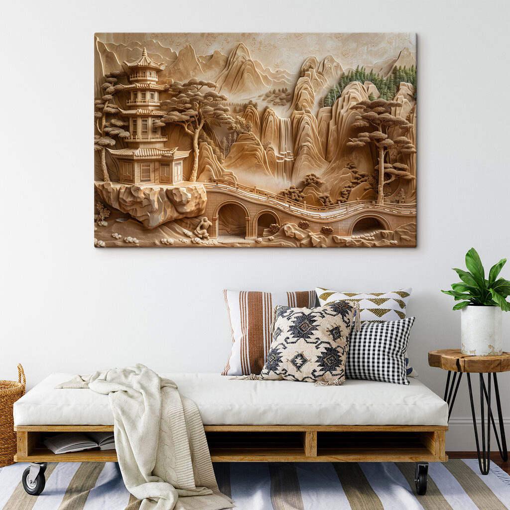 Pagode zwischen sandfarbenen Bergen — Interieur 3