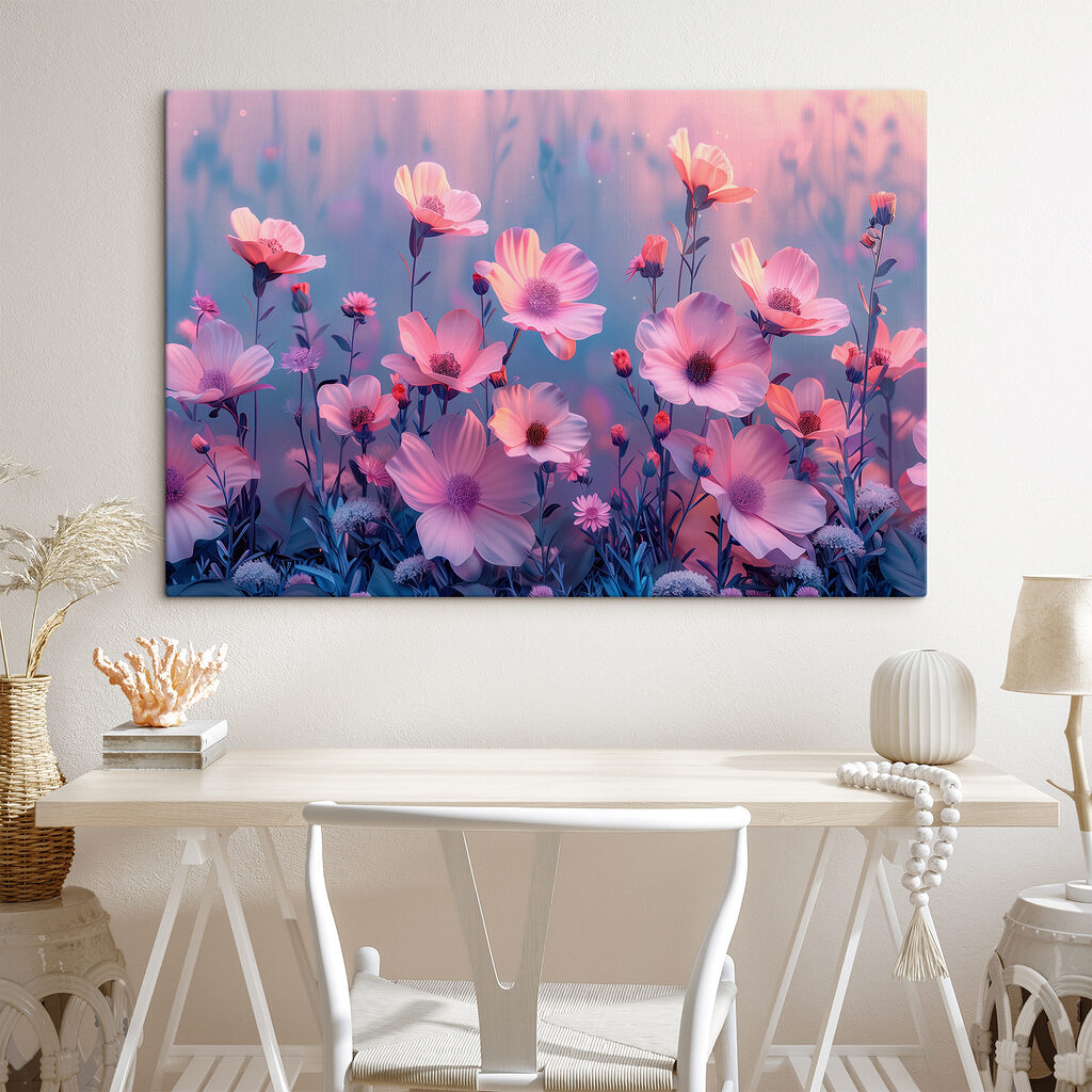 Rosa Blüten vor Lila — Interieur 2