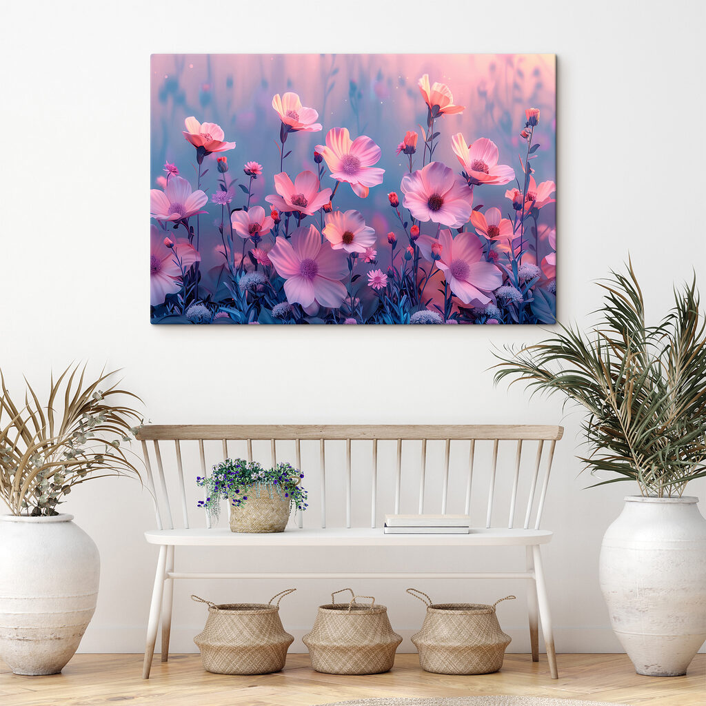 Rosa Blüten vor Lila — Interieur 3