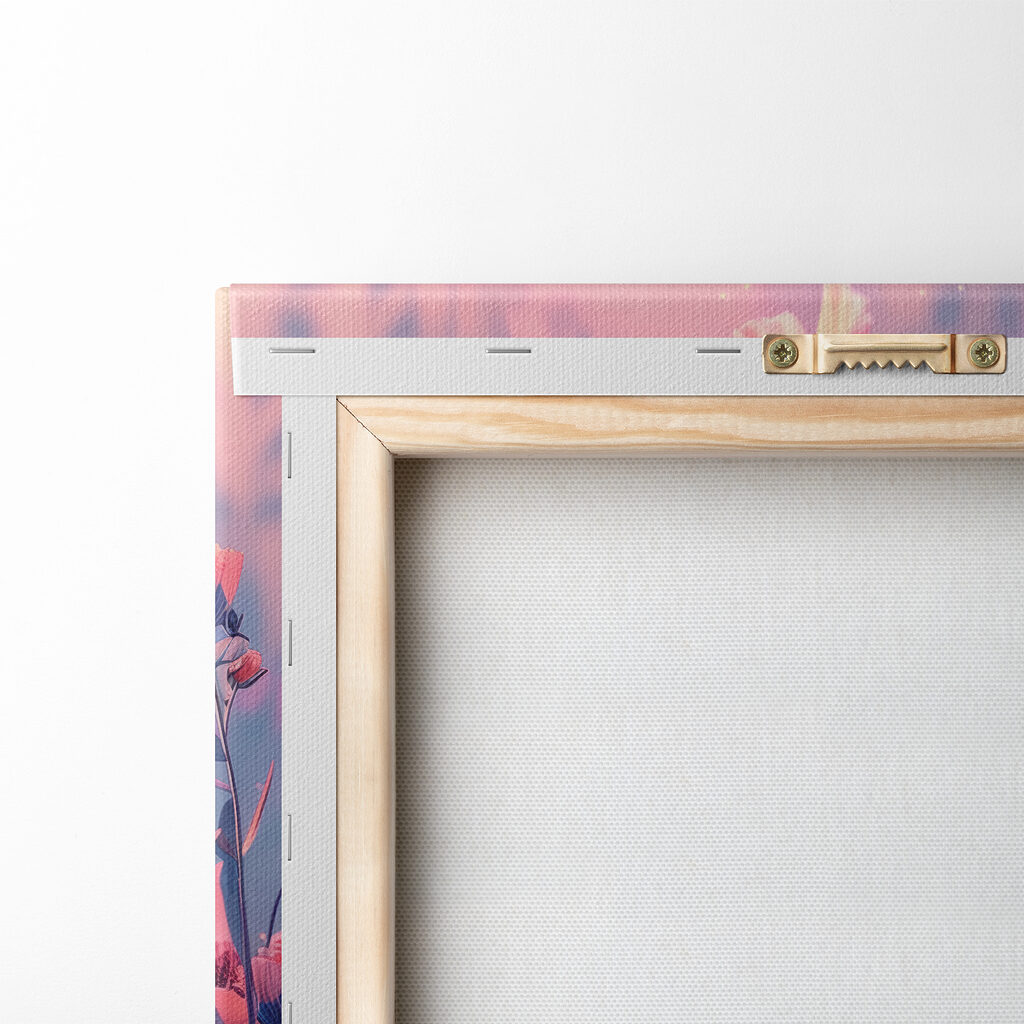 Rosa Blüten vor Lila — Rückseite