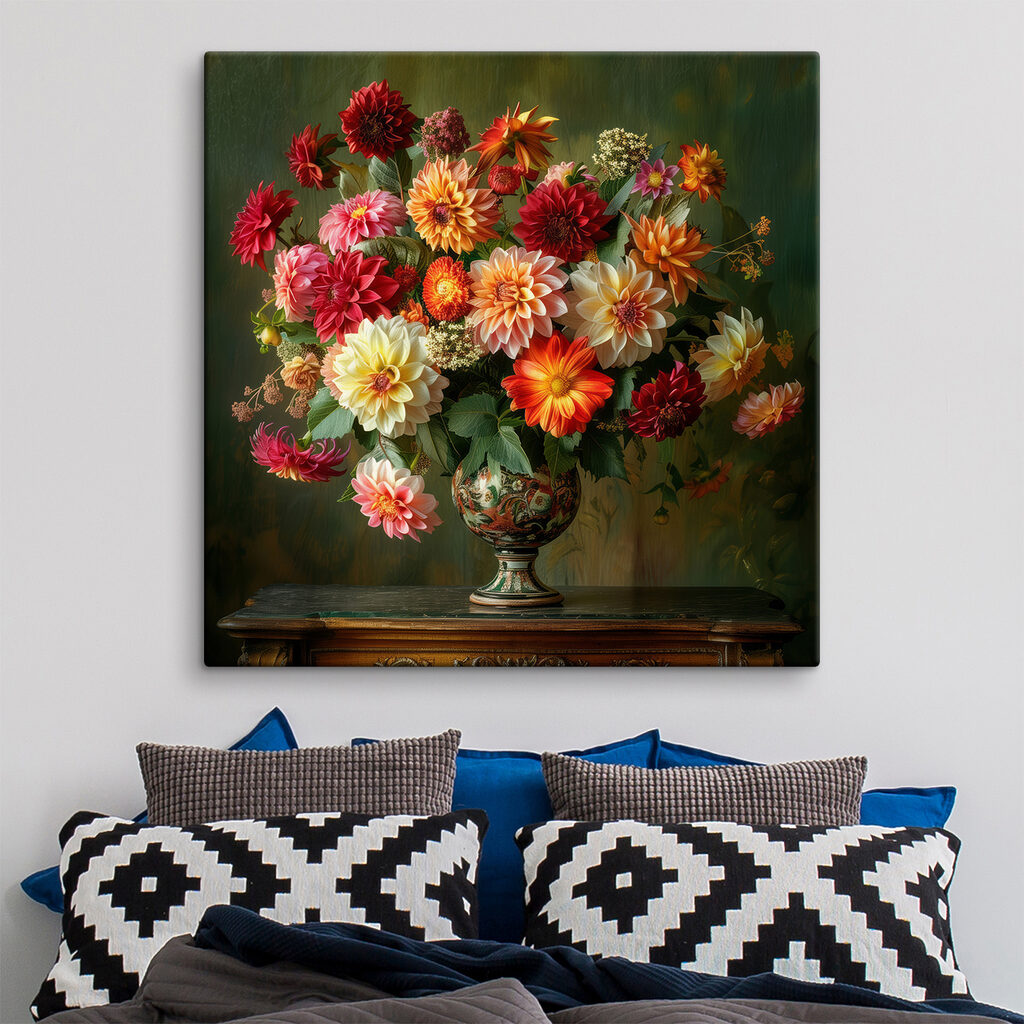 Dahlien in grüner Vase — Interieur 2