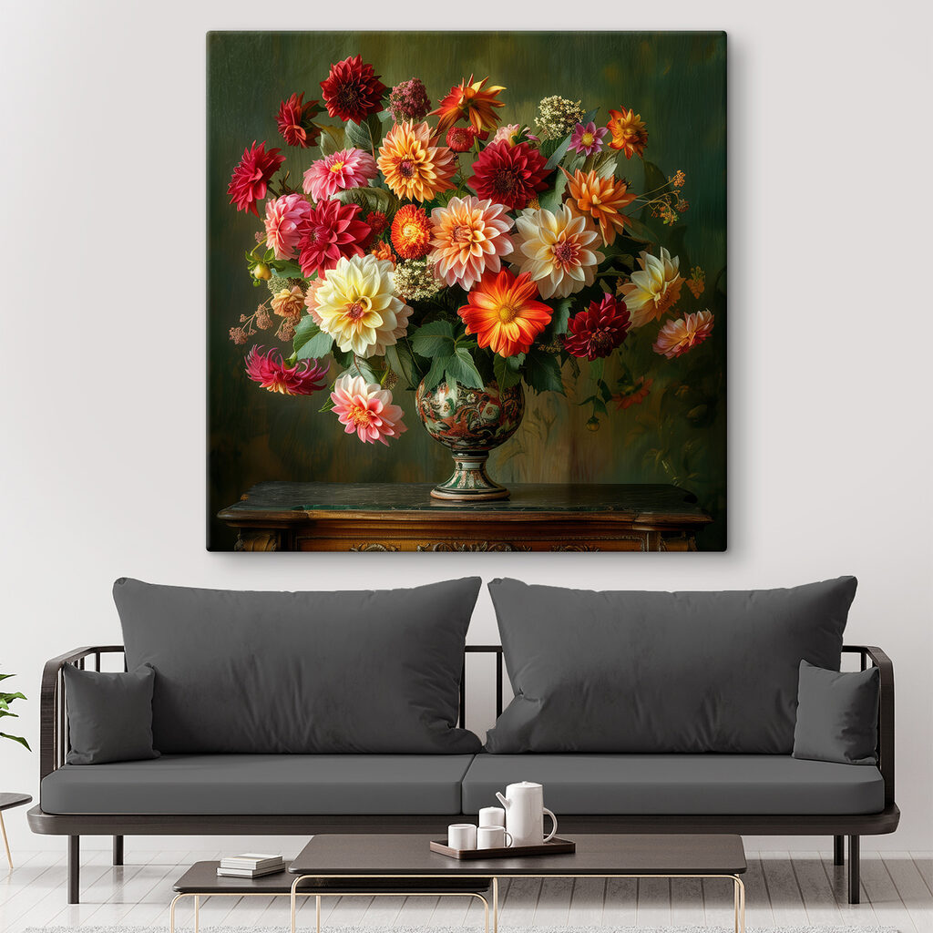 Dahlien in grüner Vase — Interieur 3