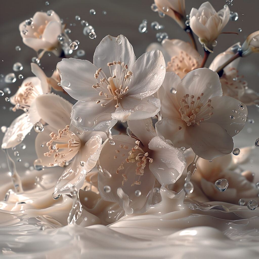 Blüten zwischen Tropfen — ganzes Design