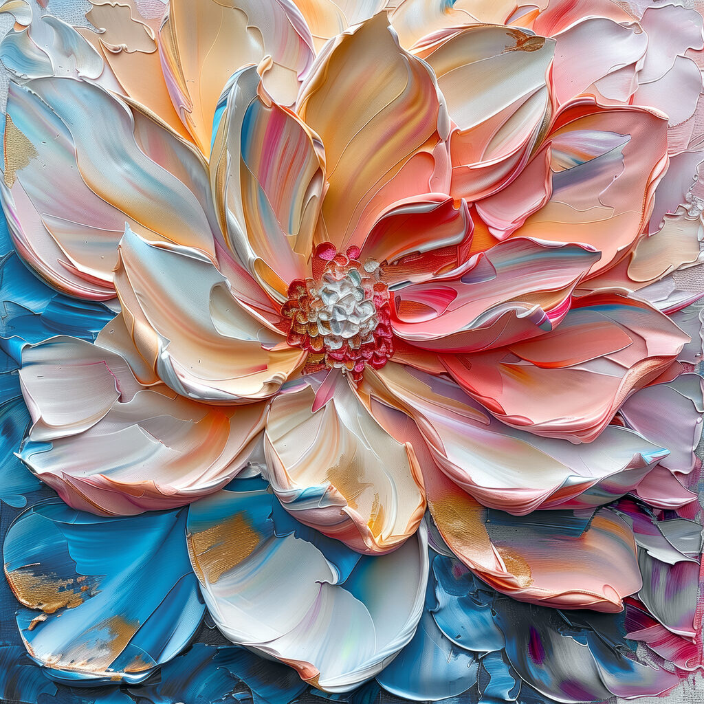 Korallrot-blaue Blüte — ganzes Design