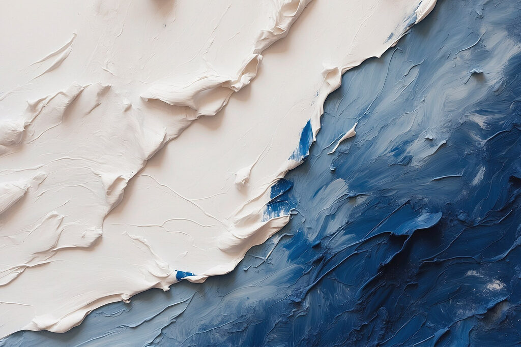 Weiß über Tiefblau — ganzes Design