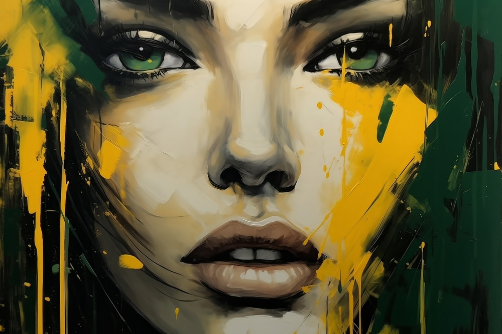 Augen hinter gelber Farbe — ganzes Design