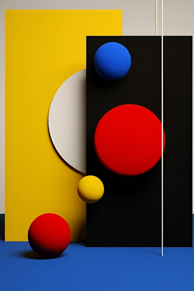 Kugeln vor Primärfarben — ganzes Design