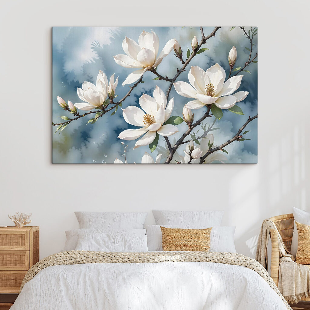 Weiße Magnolie auf Graublau — Interieur 1