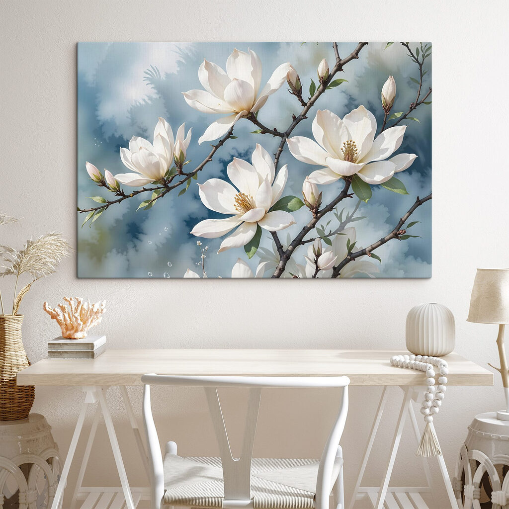 Weiße Magnolie auf Graublau — Interieur 2