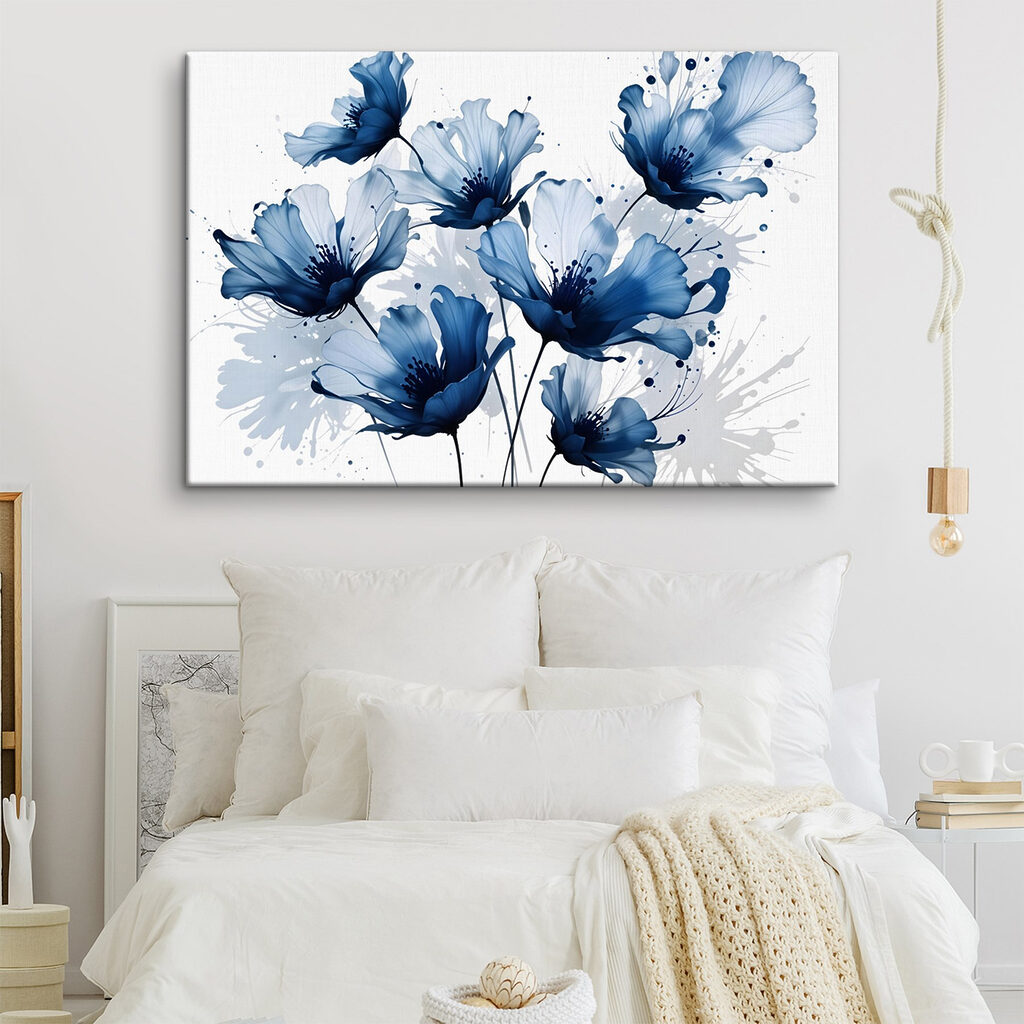 Blaue Blüten mit Tintenspritzern — Interieur 2