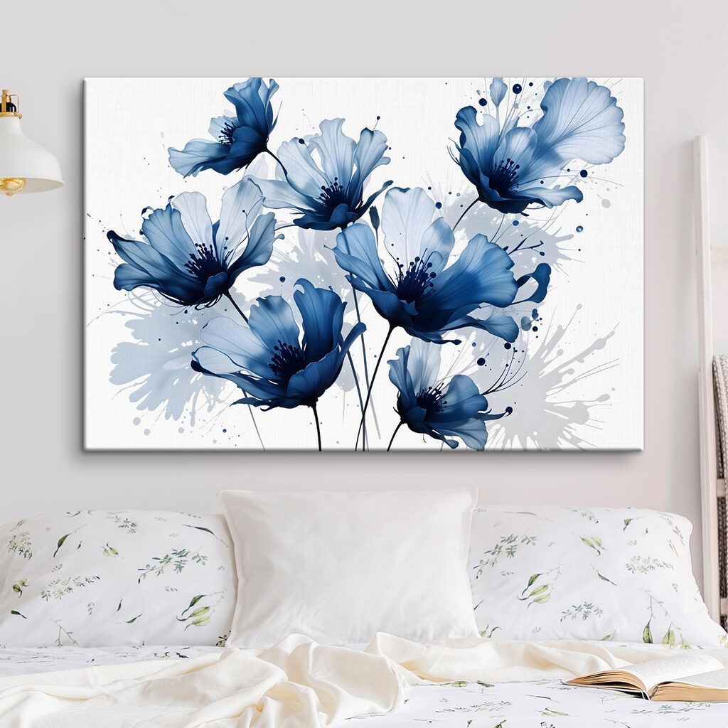 Blaue Blüten mit Tintenspritzern — Interieur 1