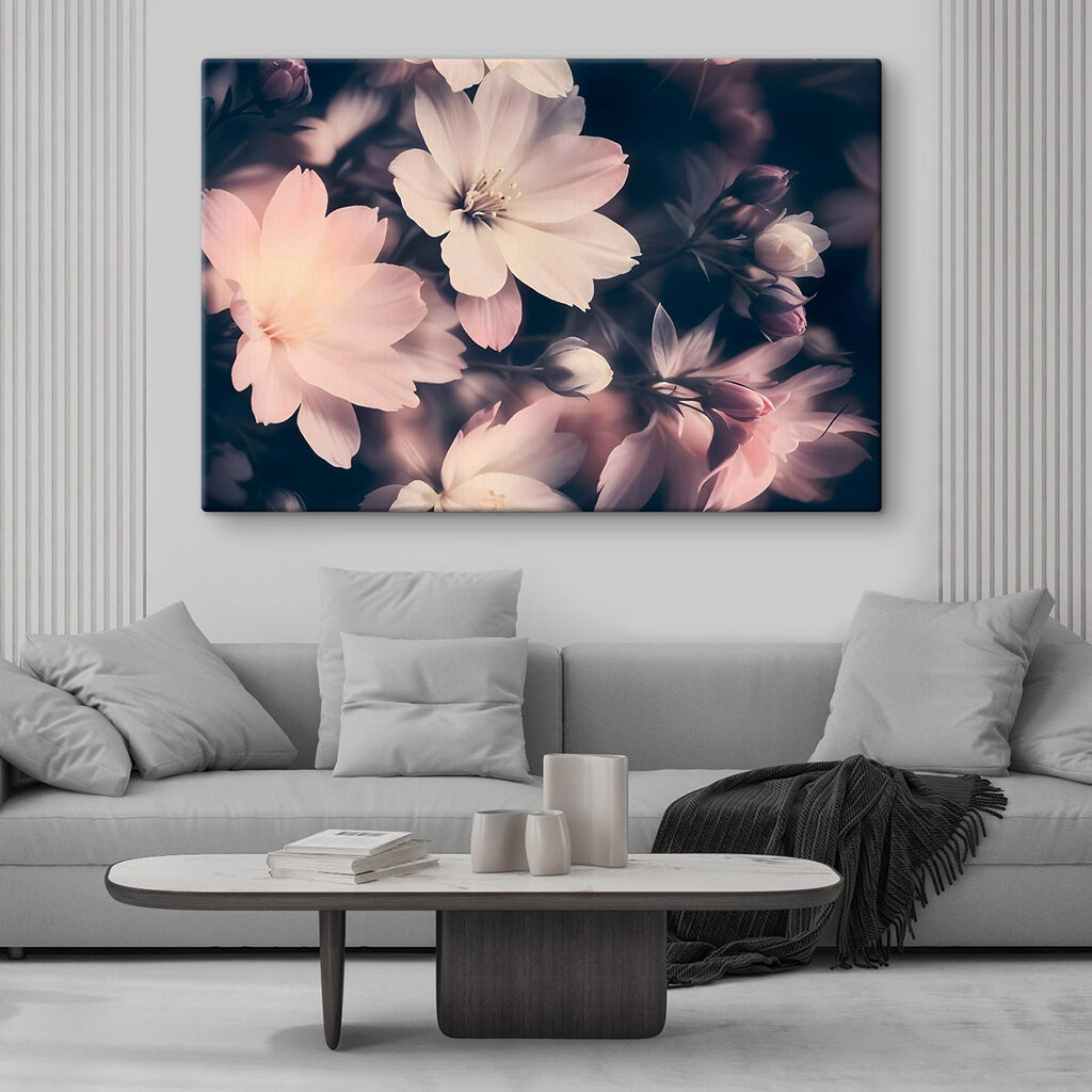 Rosa Blüten im Dunkeln — Interieur 1