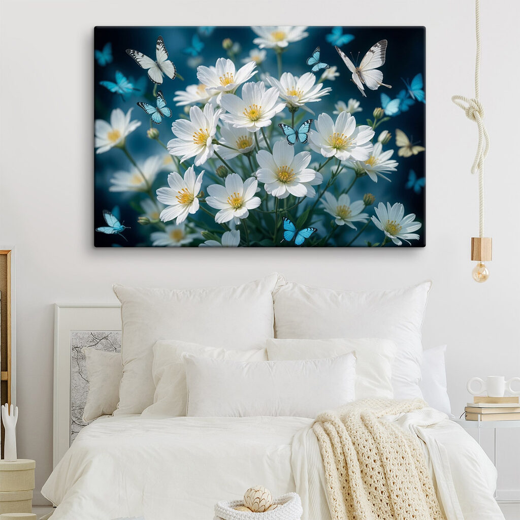 Schmetterlinge über weißen Blüten — Interieur 1