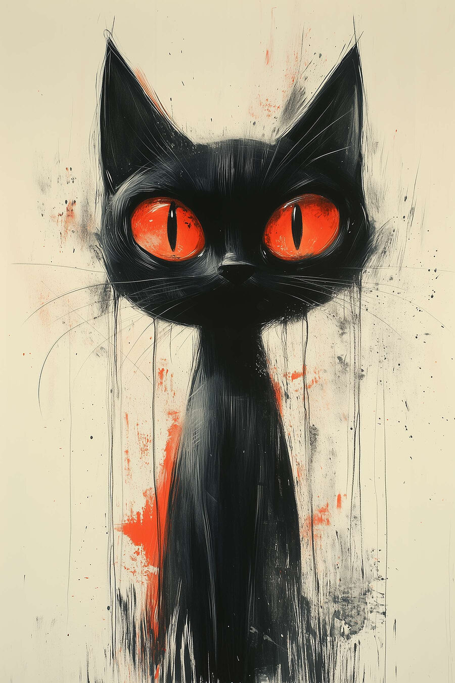 Schlanke schwarze Katze — ganzes Design