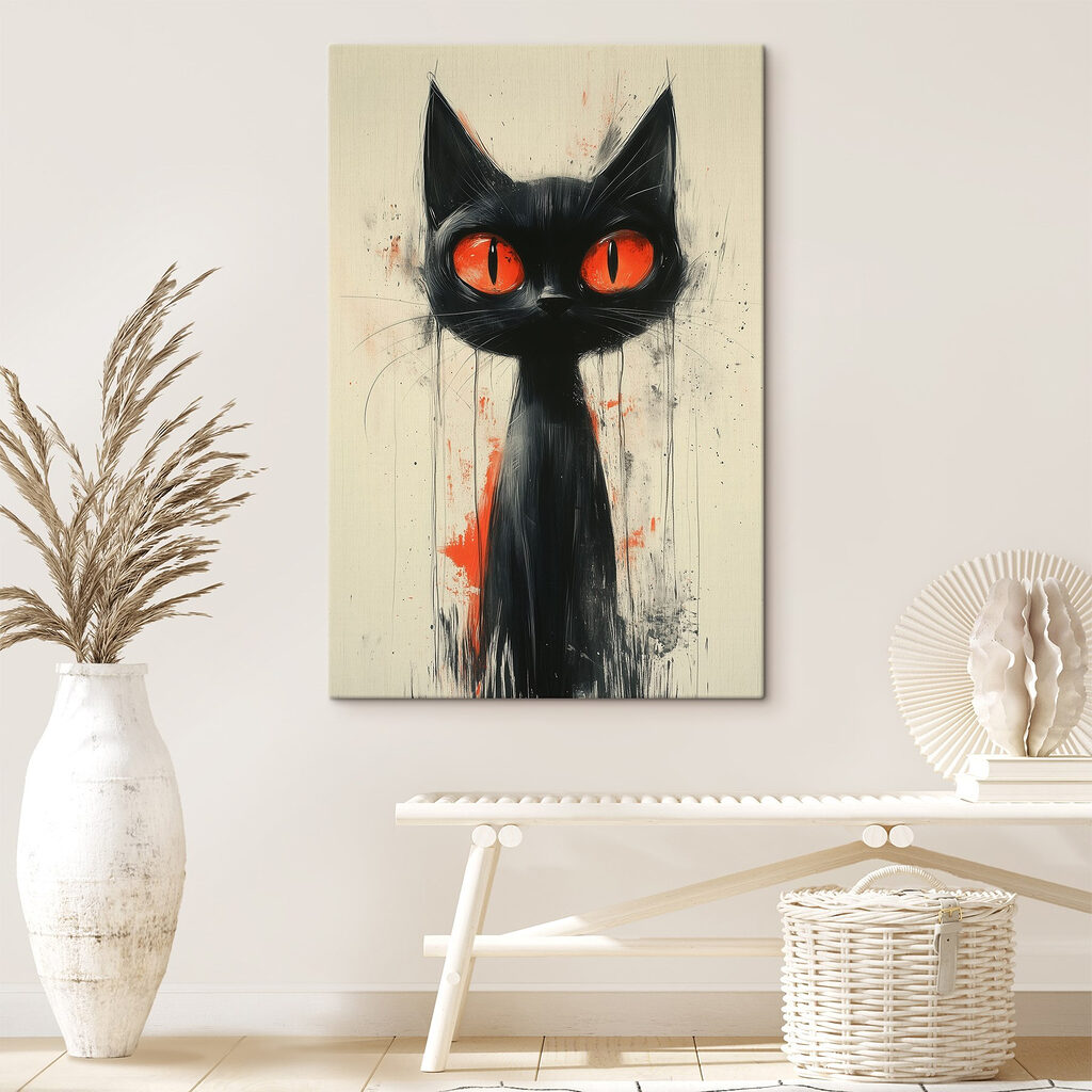 Schlanke schwarze Katze — Interieur 2