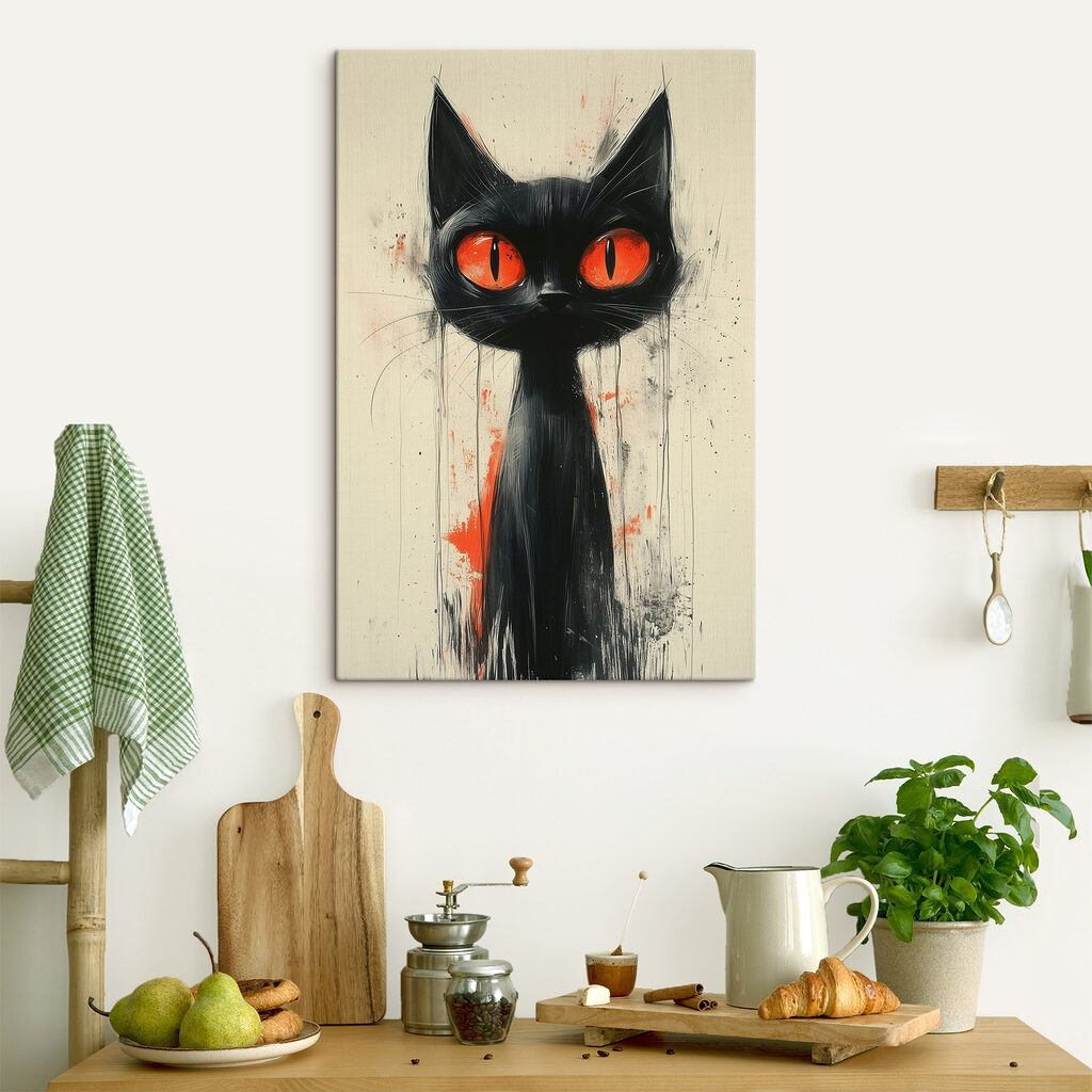 Schlanke schwarze Katze — Interieur 1