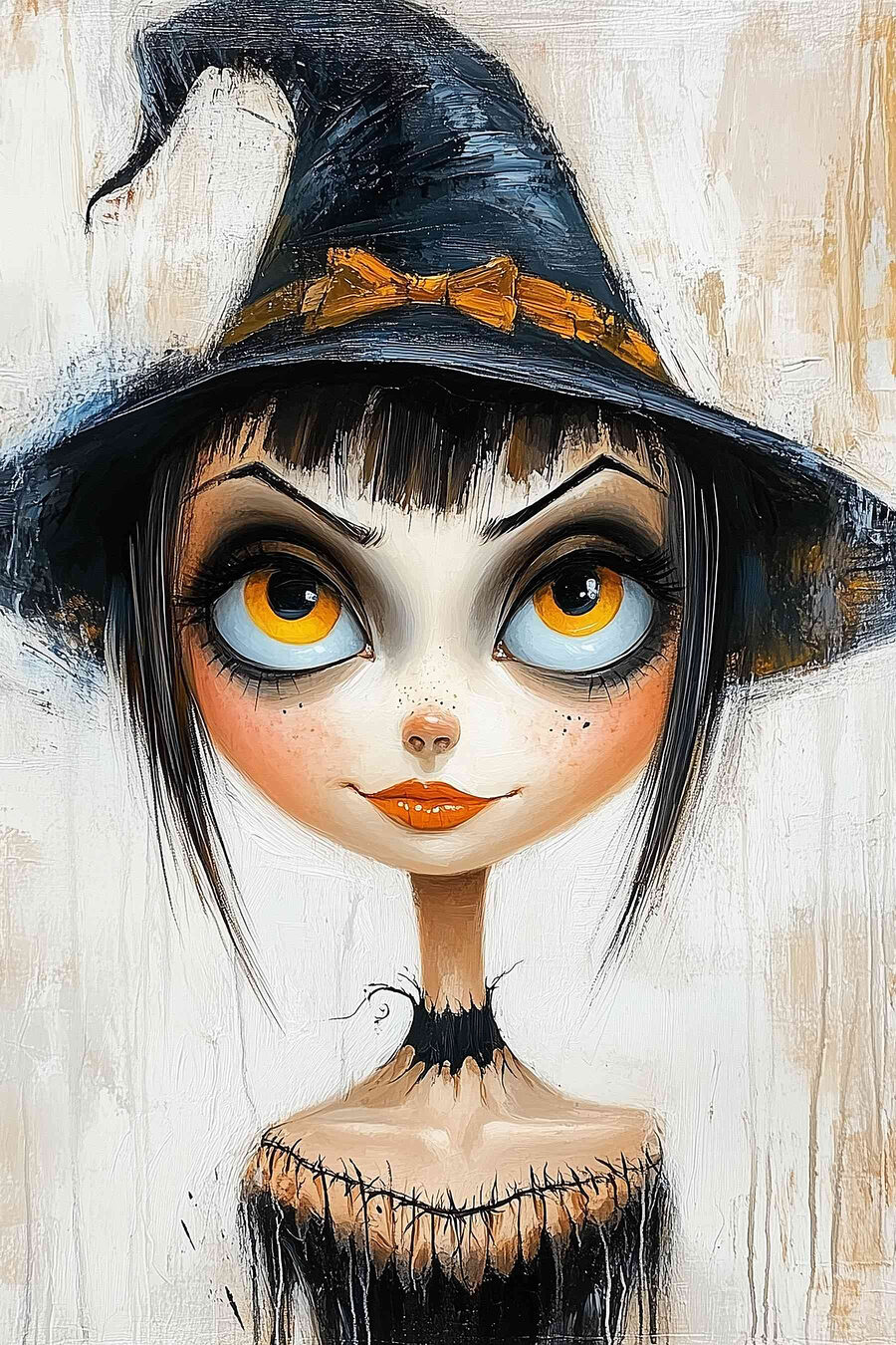 Hexenmädchen mit großen Augen — ganzes Design