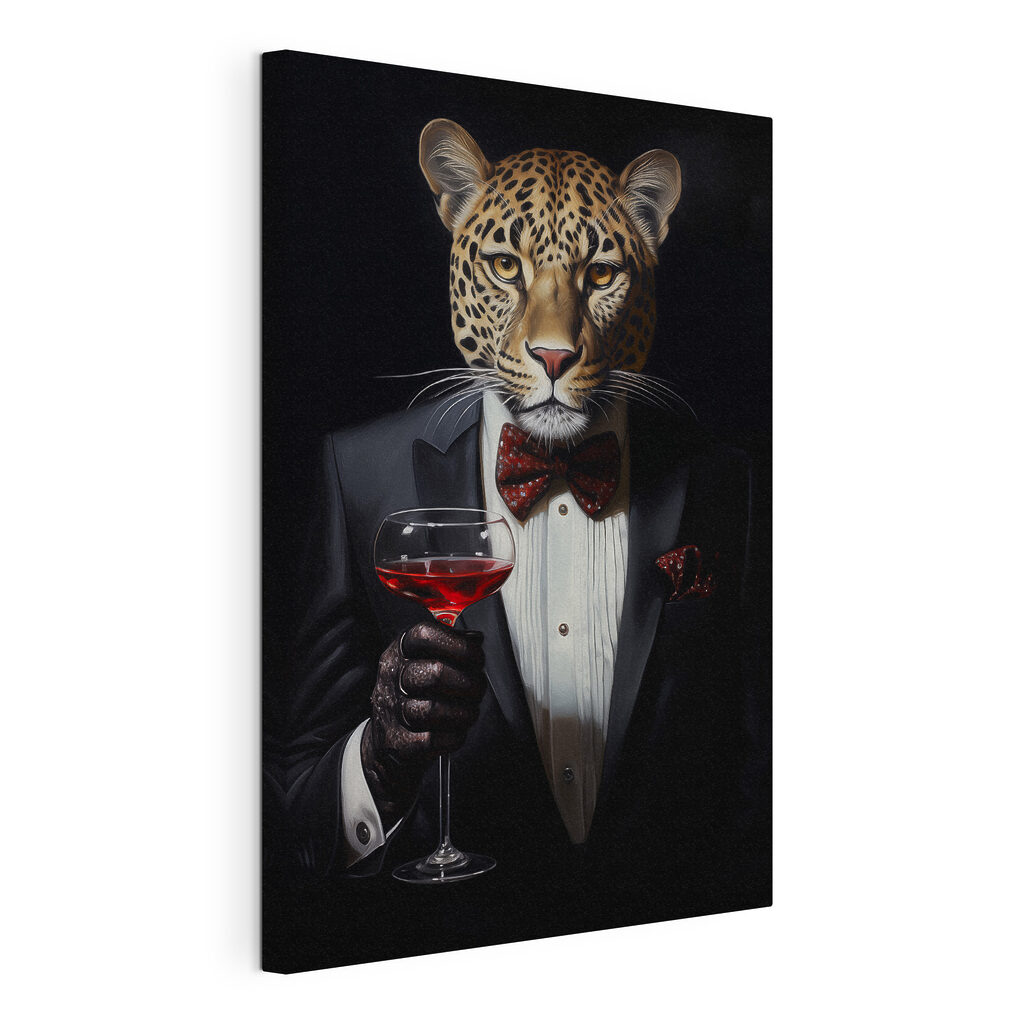 Leopard im Smoking, gespannte Leinwand mit umlaufender Kante
