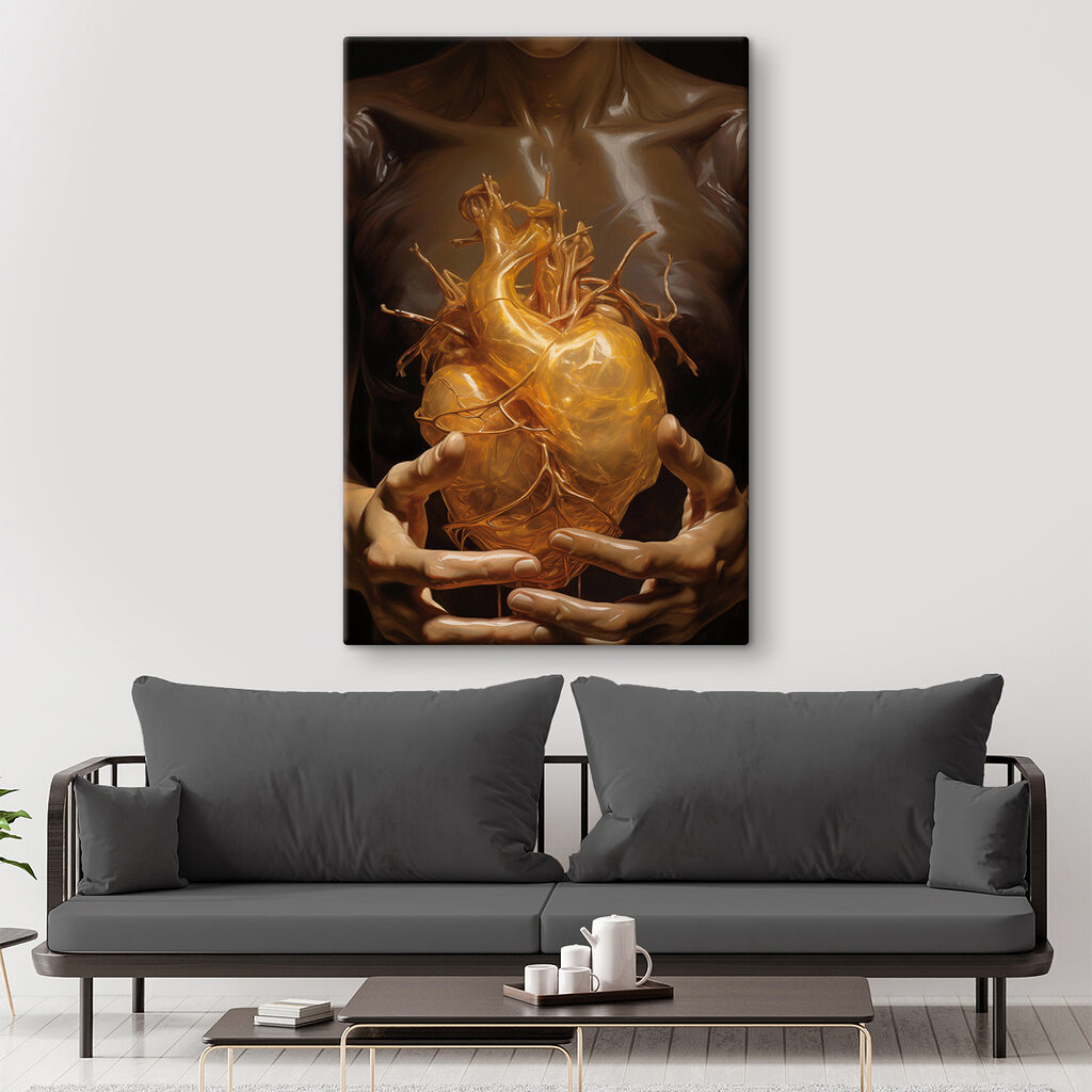 Leuchtendes Herz in Händen — Interieur 1