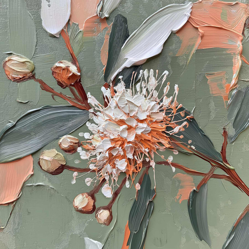 Blüte in groben Pinselstrichen — ganzes Design