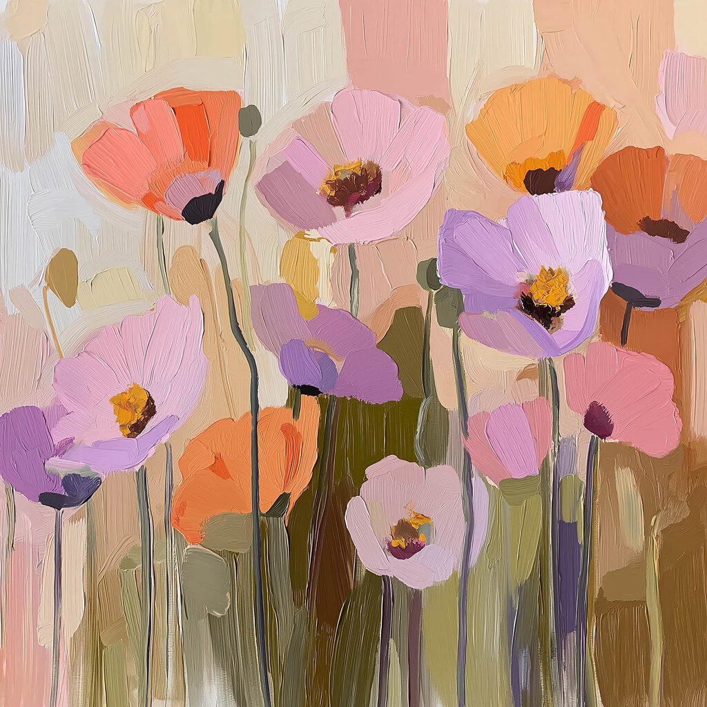 Blumen in kleinen Farbflächen — ganzes Design