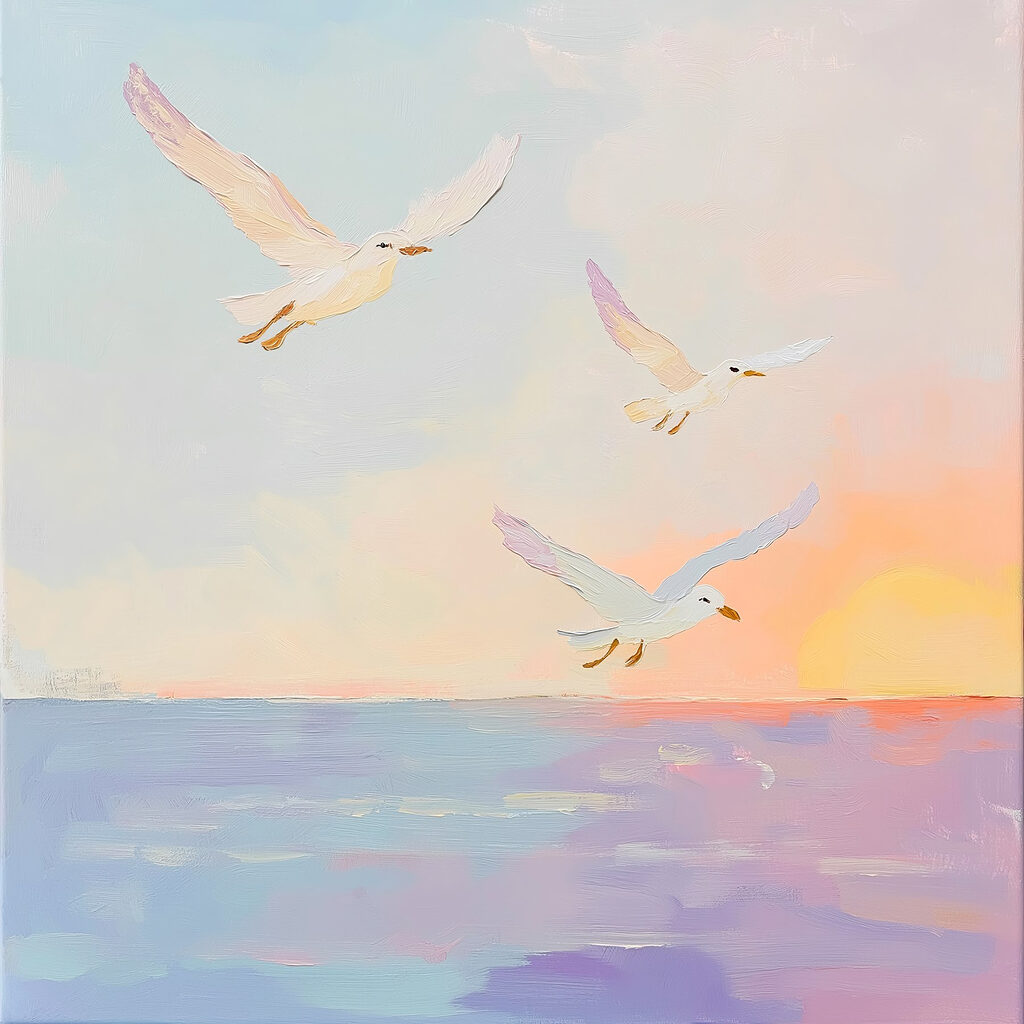 Möwen über dem Abendmeer — ganzes Design